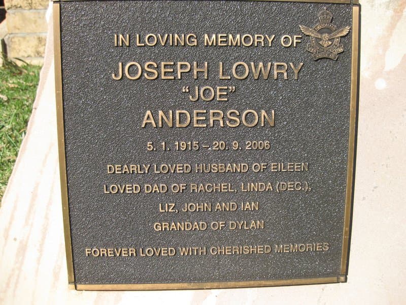 Joseph Lowry "Joe" ANDERSON gravestone photograph 2
