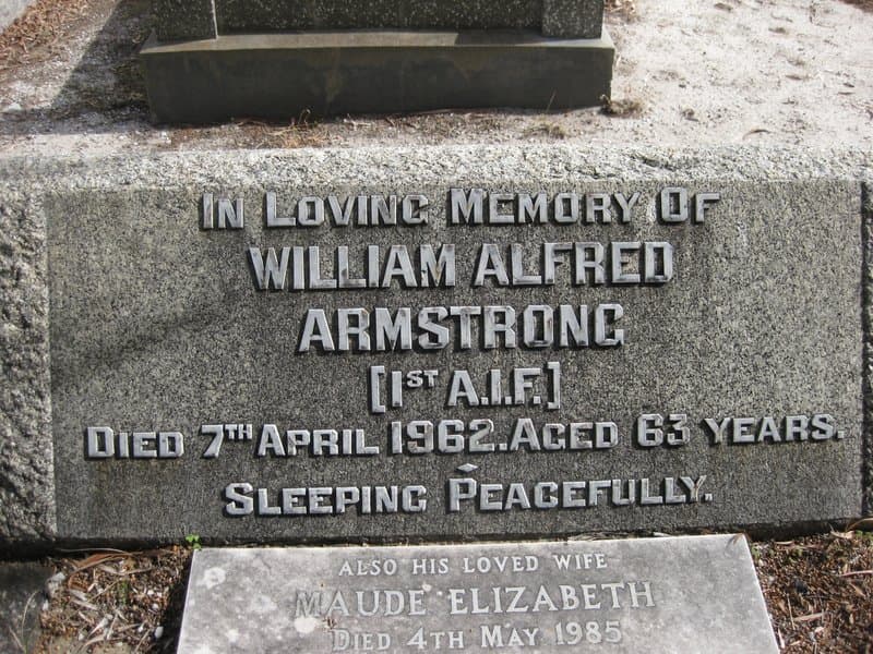 William Alfred ARMSTRONG gravestone