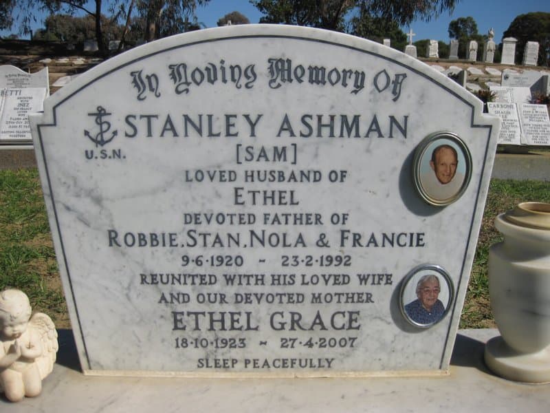 Stanley (Sam) ASHMAN gravestone