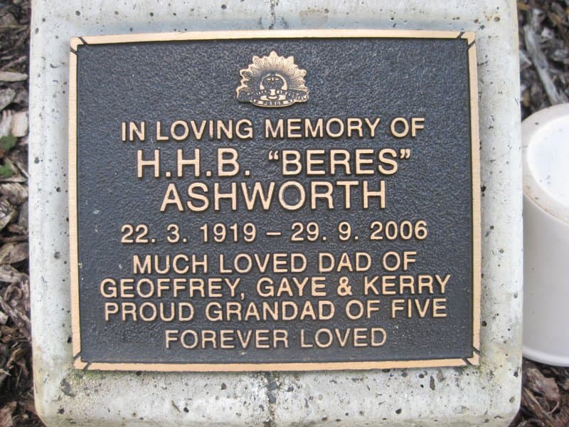 Herbert Henry Beresford "Beres" ASHWORTH gravestone