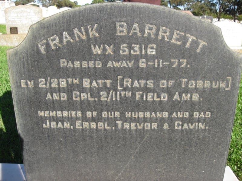 Francis Xavier BARRETT gravestone