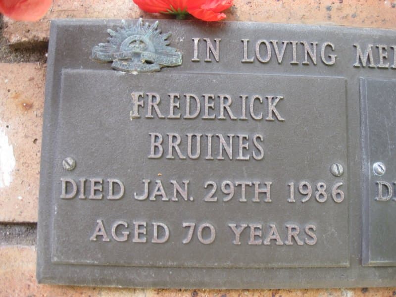 Frederick BRUINES gravestone