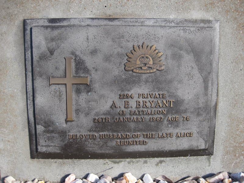 Albert George BRYANT gravestone photograph 2