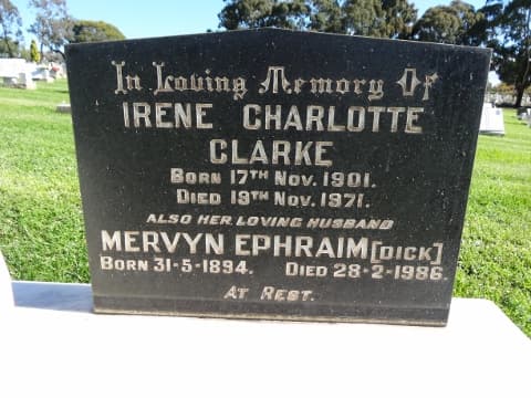 Mervyn Ephraim  "Dick" CLARKE gravestone