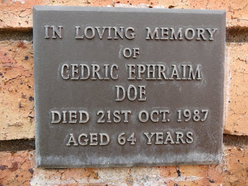 Cedric Ephraim DOE gravestone