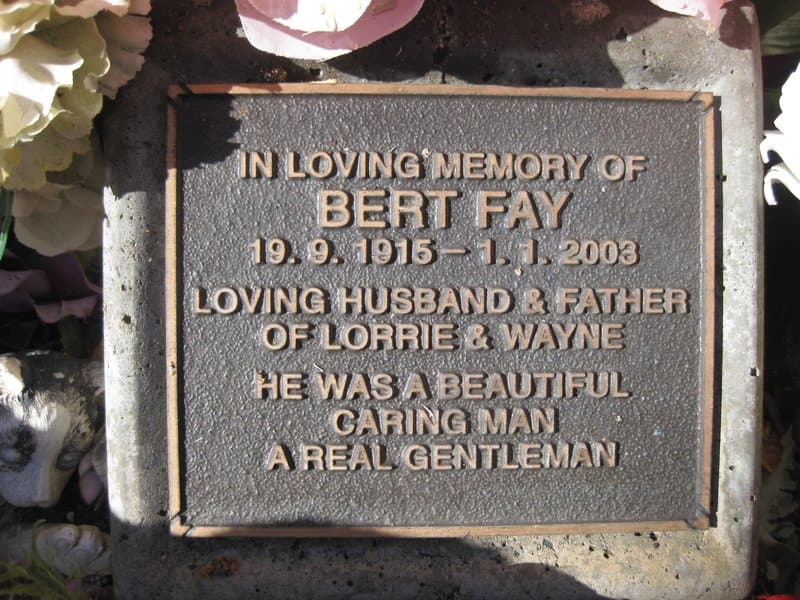 Charles Herbert "Bert" FAY gravestone