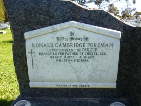 Ronald Cambridge FOREMAN gravestone