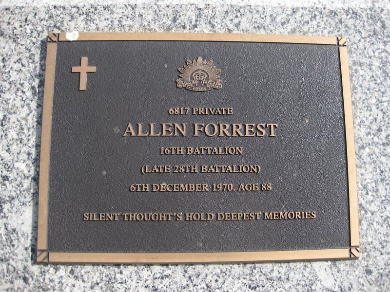 Allen FORREST gravestone