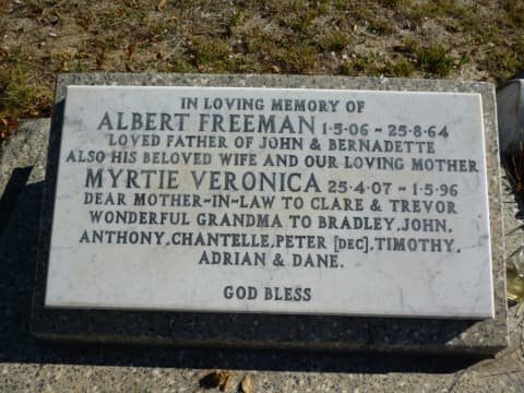 Albert Gustave Leonard FREEMAN gravestone
