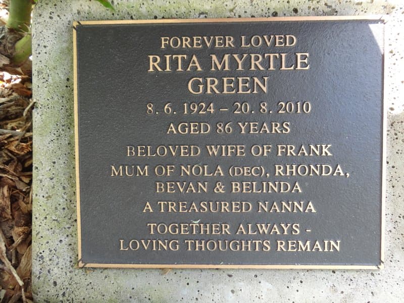 Rita Myrtle GREEN gravestone