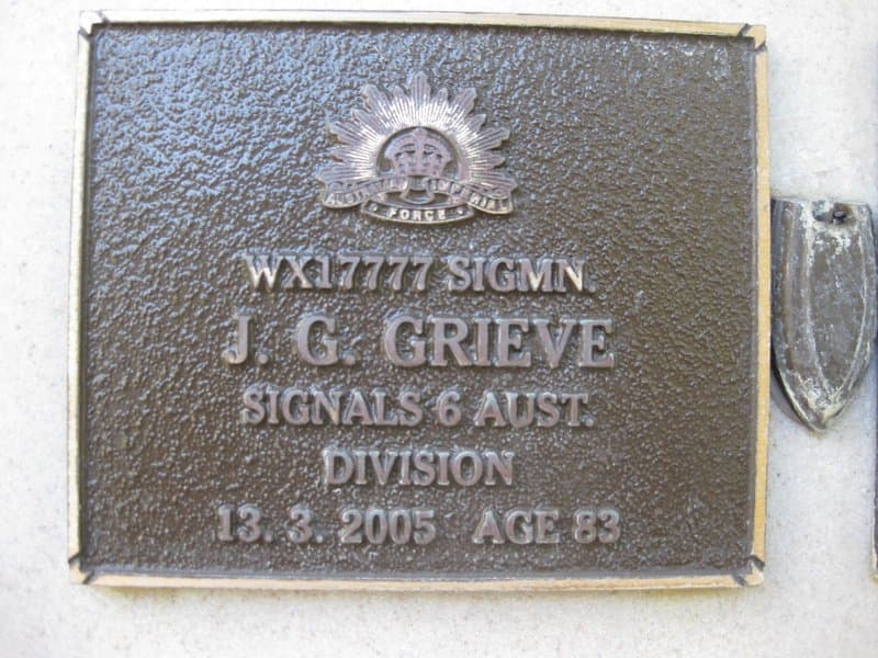 John George Ramsay (Jack) GRIEVE gravestone