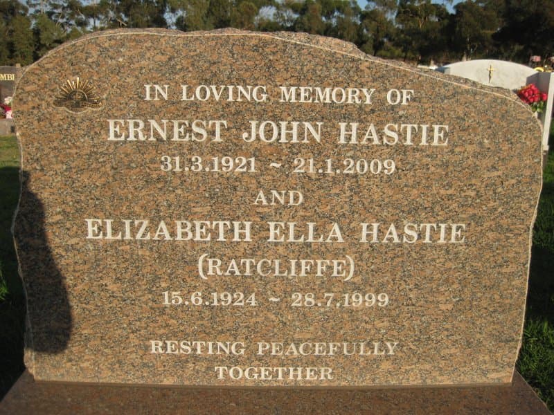 Ernest John HASTIE gravestone