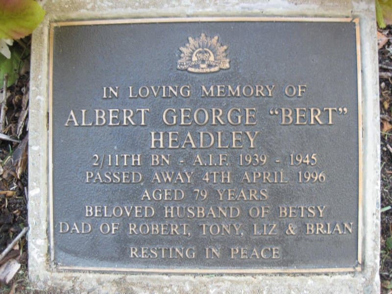Albert George HEADLEY gravestone