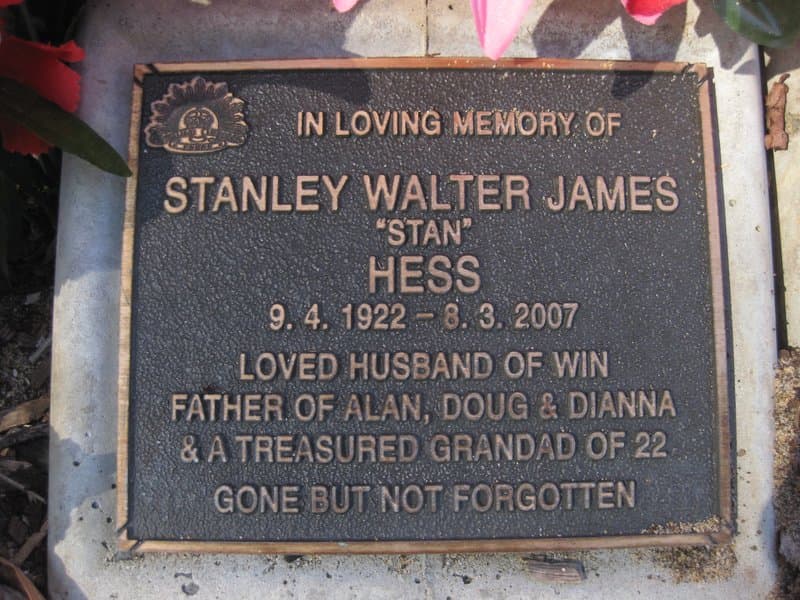 Stanley Walter James HESS gravestone