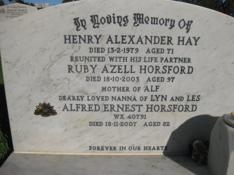 Alfred Ernest HORSFORD gravestone
