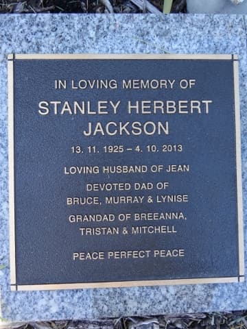 Stanley Herbert JACKSON gravestone