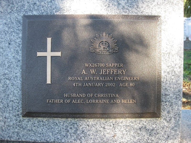 Alexander Harold JEFFERY gravestone photograph 3