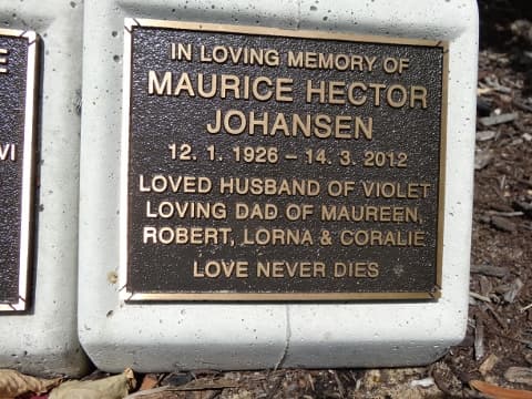 Maurice Hector JOHANSEN gravestone
