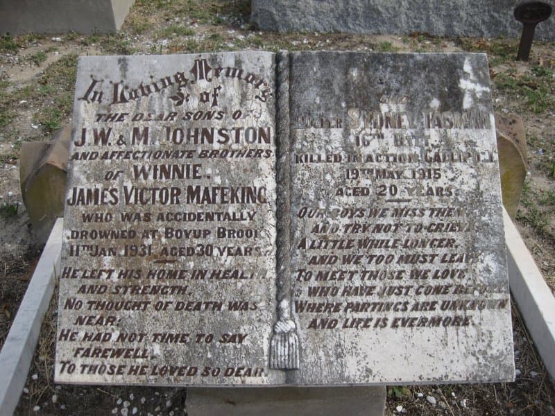 Sydney Tasman JOHNSTON gravestone