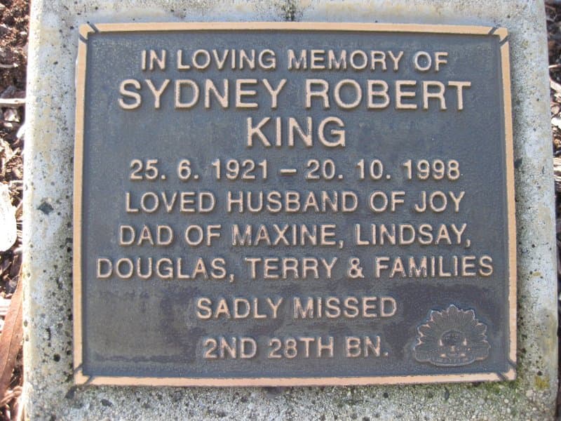 Sydney Robert KING gravestone