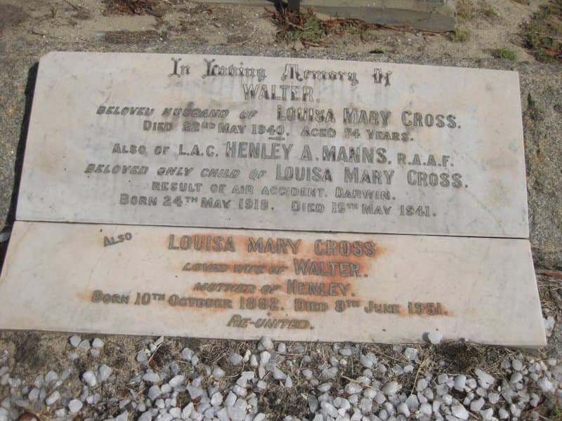 Henly Anzac Hadwell MANNS gravestone