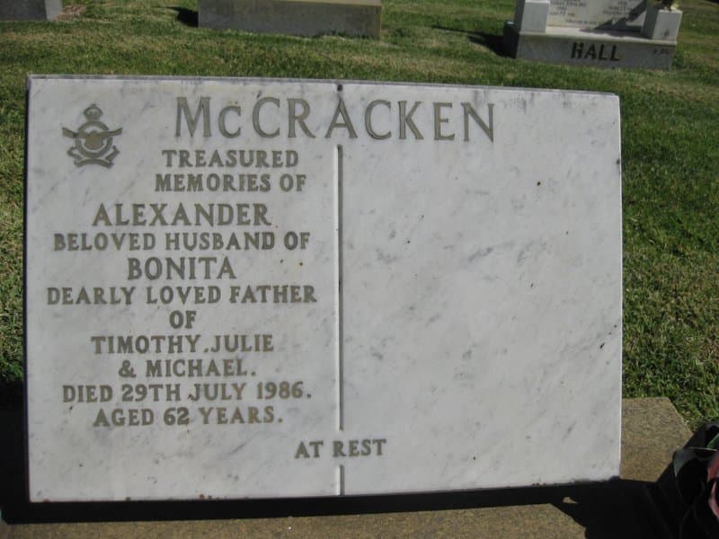 Alexander John MCCRACKEN gravestone