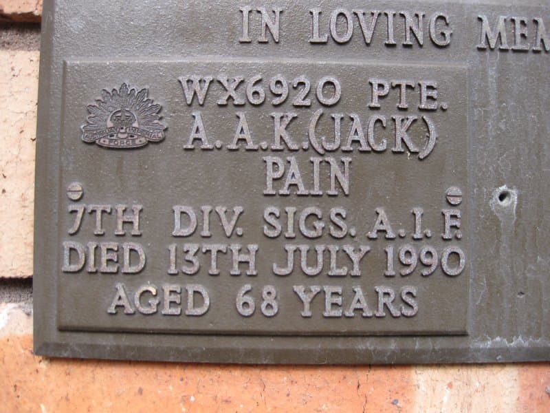Augustus (Jack) PAIN gravestone