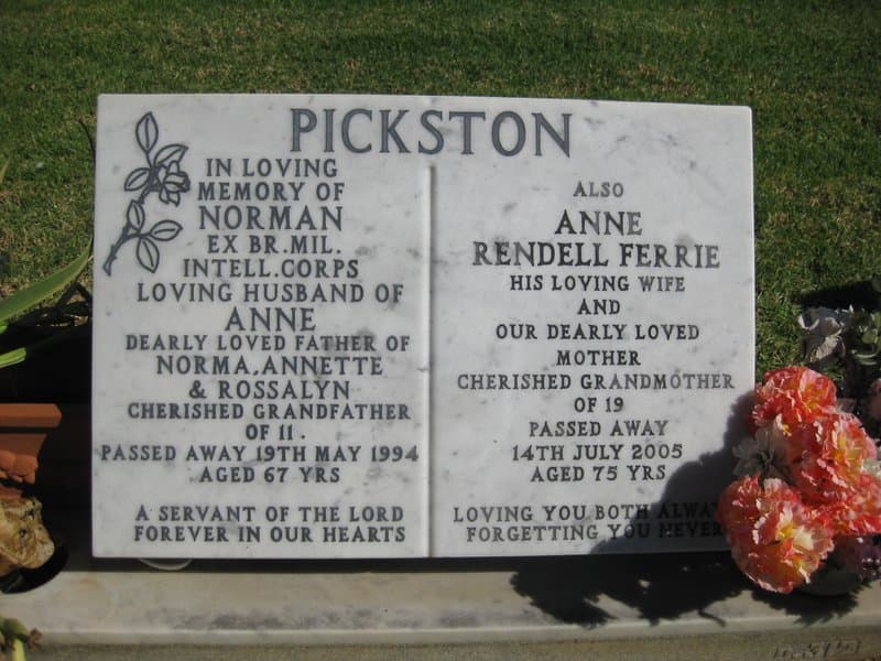 Norman PICKSTON gravestone