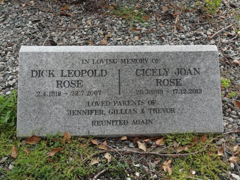 Dick Leopold ROSE gravestone