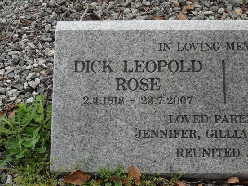 Dick Leopold ROSE gravestone photograph 2