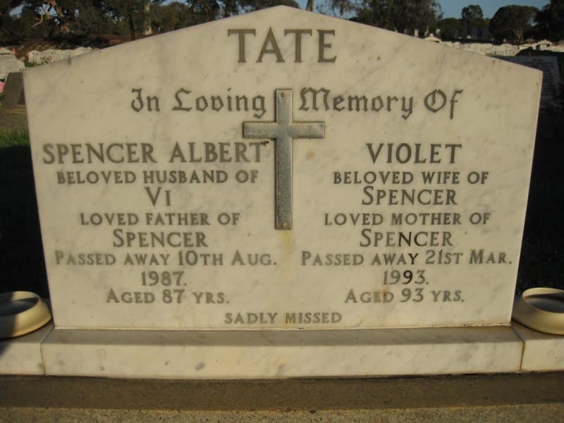 Spencer Albert TATE gravestone