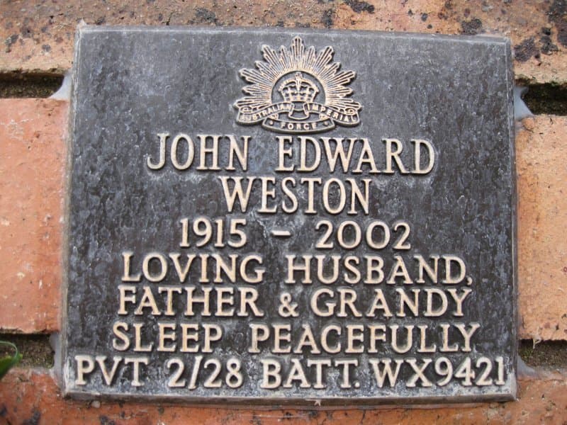 John Edward WESTON gravestone