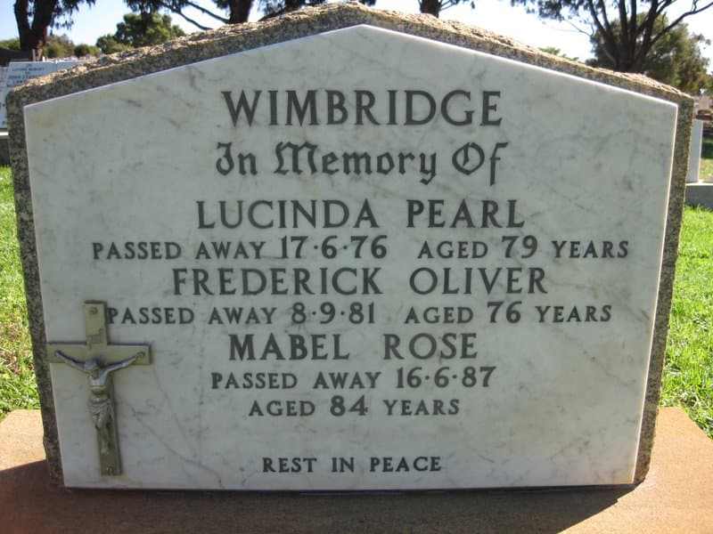 Frederick Oliver WIMBRIDGE gravestone