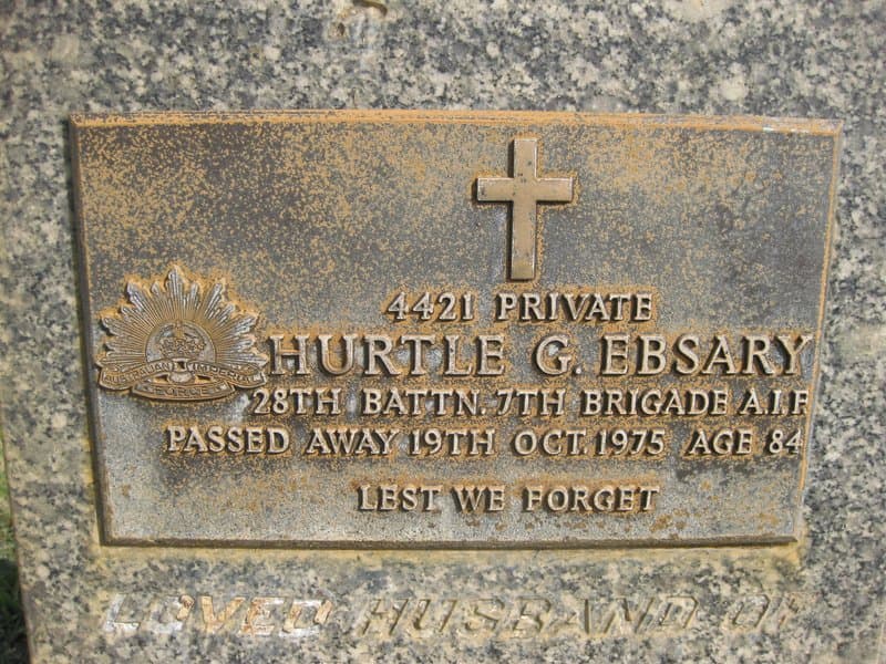 Hurtle Gordon EBSARY gravestone photograph 2