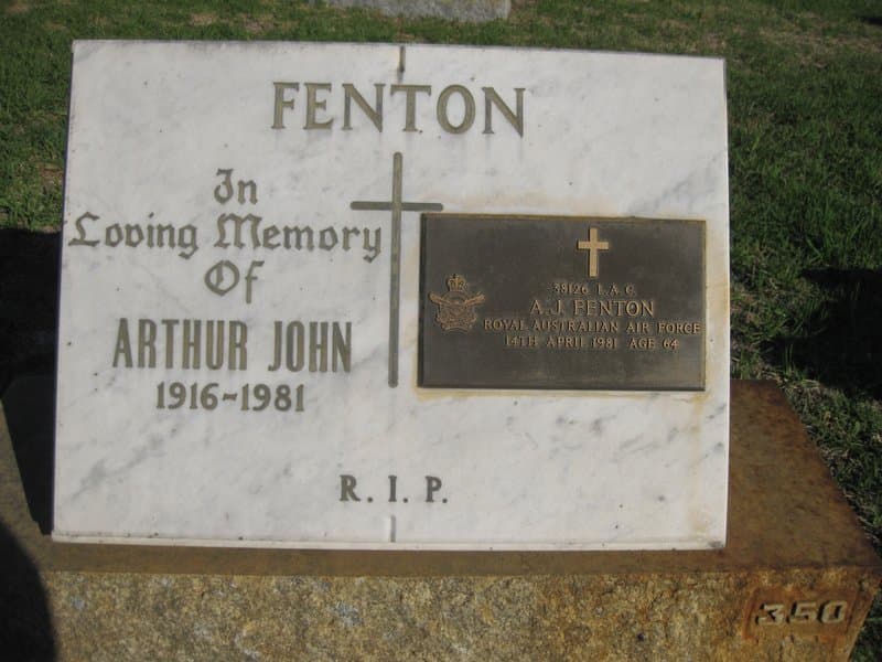 Arthur John FENTON gravestone photograph 2
