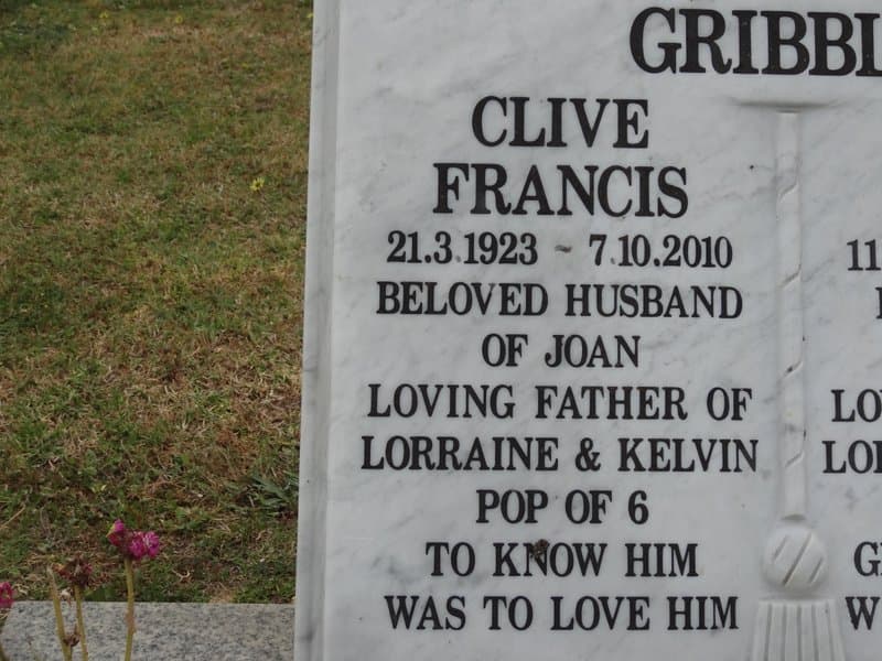 Clive Francis GRIBBLE gravestone photograph 2