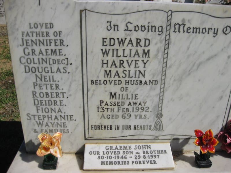 Edward William Harvey MASLIN gravestone photograph 2