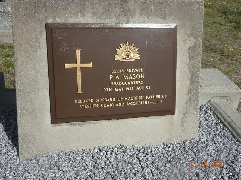 Phillip Alfred MASON gravestone photograph 2