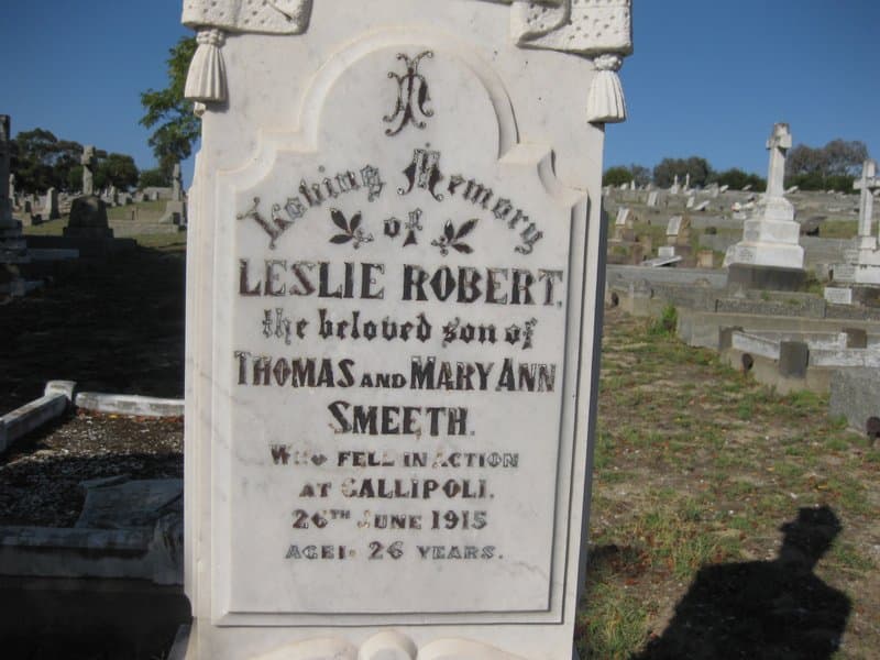 Leslie Lester Robert SMEETH gravestone photograph 2